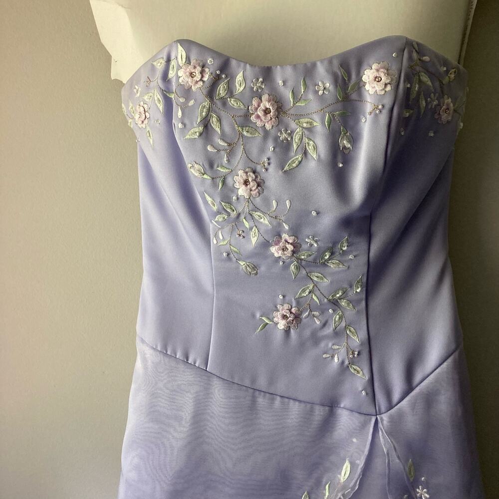 Alfred Angelo Vintage Lilac Blue Floral Sleeveless Princess Prom Dress size 10 - Picture 2 of 10